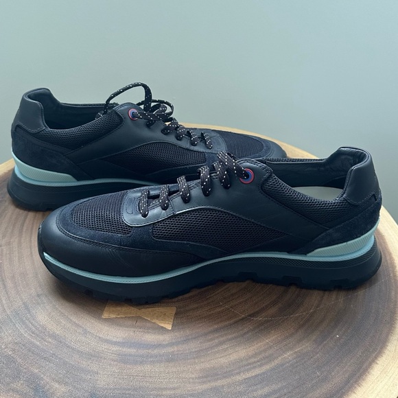 Hugo Boss Arigon Runn Navy/Blue Leather Sneakers Size 45 - Picture 2 of 6